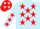 Light blue, red stars