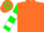 Orange, green and white hooped sleeves and cap