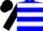 Blue, white hoops, black sleeves and cap