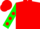 Red, green sleeves, red spots and cap