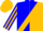 Blue, gold sash, striped sleeves, halved cap