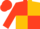 Scarlet and gold quartered diagonally, scarlet sleeves and cap