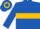 Royal blue, old gold hoop and cap