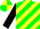 Yellow, green diagonal stripes, black sleeves, yellow and green quartered cap