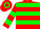 Red, green hoops, hooped sleeves and cap