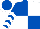 Royal blue and white quartered, royal blue sleeves, white chevrons, royal blue cap, white peak