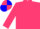 Cerise, blue spot and armbands, quartered cap