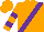 Orange, purple sash, orange sleeves, purple hoops, orange cap
