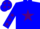 Blue, purple star, blue sleeves, purple stars, blue cap, purple stars