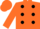 Orange, black spots, orange sleeves and cap