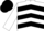 White, black chevrons, white sleeves, black cap