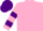 Pink, pink and purple hooped sleeves, purple cap