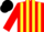 Red and yellow stripes, black cap