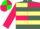 Olive green, primrose hoops, green and rose quartered sleeves
