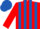 Red & royal blue stripes, red sleeves, royal blue cap