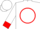 White, red 'rc' in red circle, red cuffs on white sleeves