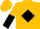 Gold, black diamond, gold and black halved sleeves, gold cap
