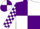 Purple and white quartered, checked sleeves, quartered cap