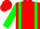 Red, green braces and sleeves, red cap
