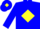 Blue body, yellow diamond, blue arms, blue cap, yellow diamond