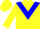 Yellow, blue chevron, yellow sleeves and cap