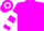 Magenta, white 'v' bib, hooped sleeves and cap