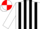 White, black stripes, white sleeves, red armbands, red and white quartered cap