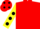 Red, yellow sleeves, black spots and cap