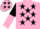 Shocking pink, black stars, black and shocking pink halved sleeves, shocking pink cap, black stars