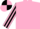 Pink, pink and black striped sleeves, quartered cap