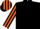 Black, orange crossed sashes, striped sleeves and cap