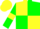 Yellow body, green quartered, green arms, yellow armlets, yellow cap