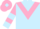 Light blue,  pink chevron,  pink sleeves, light blue armlets and cuffs, pink cap, light blue diamond