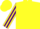 Yellow and purple checks, striped sleeves, yellow cap