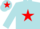Powder blue, red star, powder blue sleeves and cap, red star