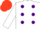White, purple spots, scarlet cap