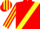 Red, yellow sash, striped sleeves & cap