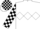 Emerald, white triple diamond, emerald and white checked sleeves and cap