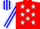 Red, white stars, white and blue striped sleeves and cap