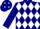 Navy blue, white band of diamonds, navy blue sleeves and cap, white diamonds