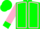 Green, pink seams, pink sleeves, green collar and cuffs, checked cap