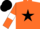 Orange, black star, black armlets on white sleeves, black cap