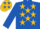 Royal blue, old gold stars, old gold cap, royal blue stars
