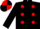 Black, red spots, quartered cap