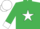Emerald green, white star, emerald green sleeves, white collar, cuffs and cap, emerald green peak