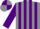Grey, purple stripes, purple sleeves, quartered cap