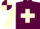 Maroon, cream maltese cross and sleeves, maroon cuffs, quartered cap