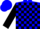 Blue, black 'icm', black blocks on sleeves, blue cap