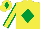 Yellow, Emerald Green diamond on body and cap, Yellow sleeves, Emerald Green seams