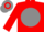 Red, grey disc, hooped cap